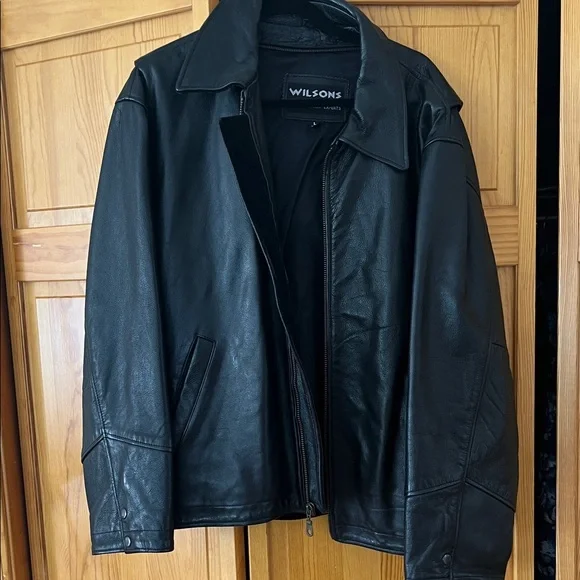 Wilson Black Leather Jacket for Men - Picture 1 of 5